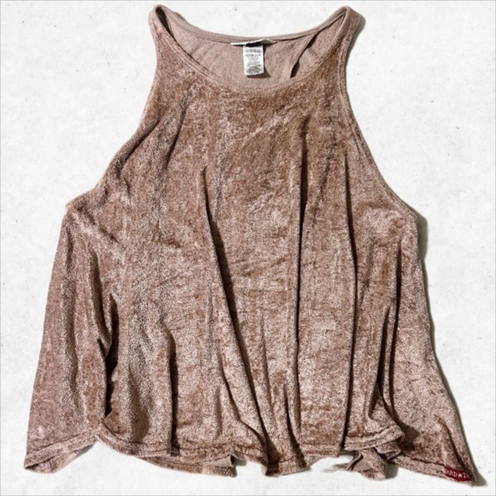 Hard Tail Velvet Rose Gold‎ Sleeveless Tank Top Women's Small Open Back
